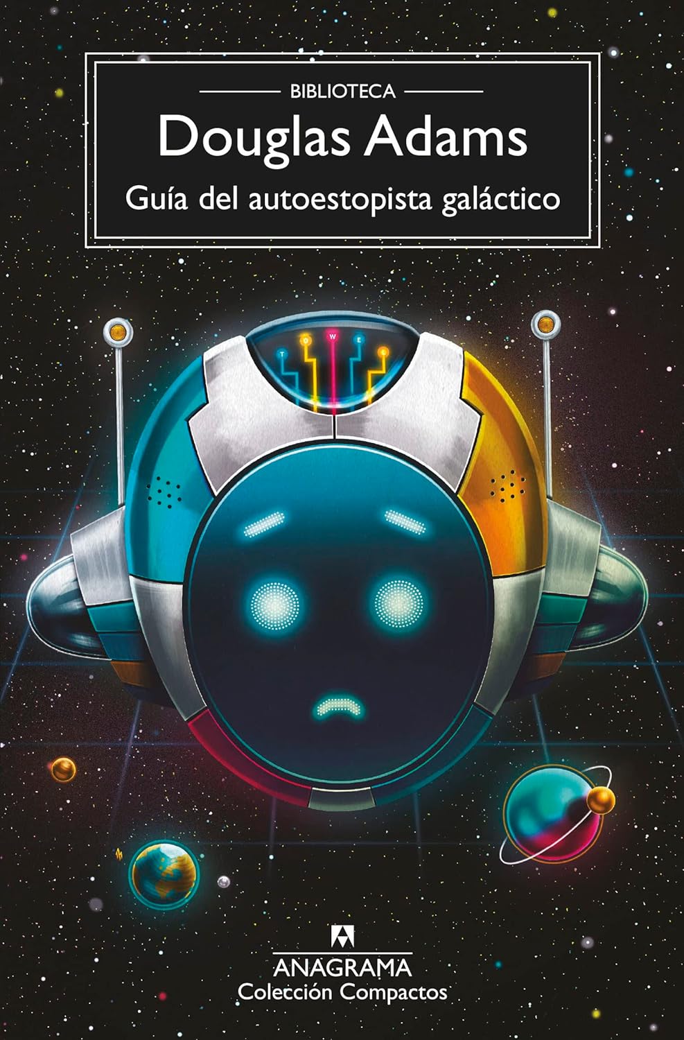 Fotografía de la portada del libro "Guía del autoestopista galáctico"