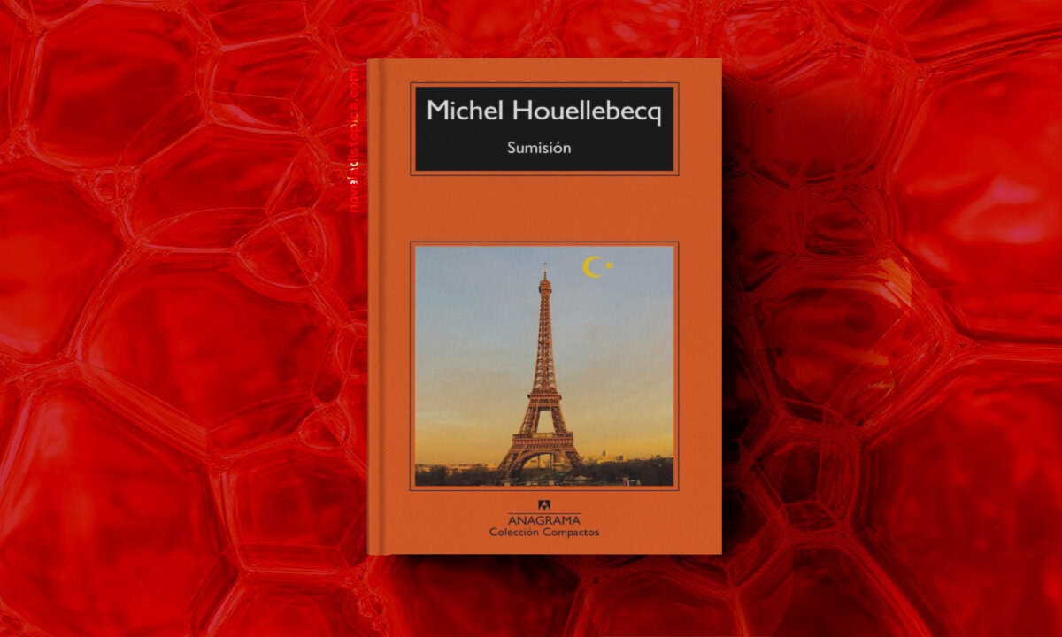 Portada de la novela Sumisión de Michel Houellebecq, distopía política sobre la islamización de Francia y el nihilismo de la sociedad europea contemporánea.