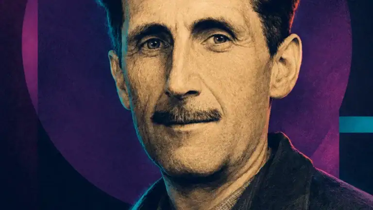 Ilustración editorial generada con IA de George Orwell