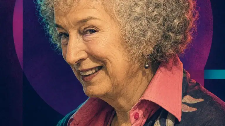 Ilustración editorial generada con IA de Margaret Atwood